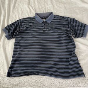 Patagonia MEDIUM 100% organic cotton Polo Shirt Blue Stripe